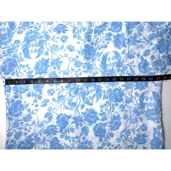 Bellambra Top Womens Small Blue White Floral Linen Made in Italy Blouse Coastal - Picture 7 of 10